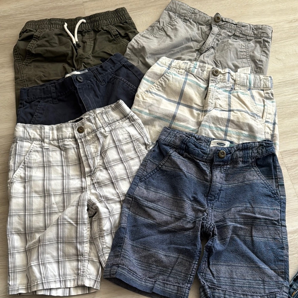 Set of 6 Boys' Plaid and Solid Shorts